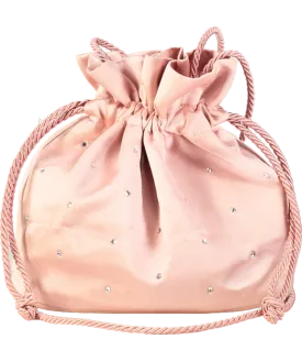 Soir Paris Pink Diamante Drawstring Bucket Bag