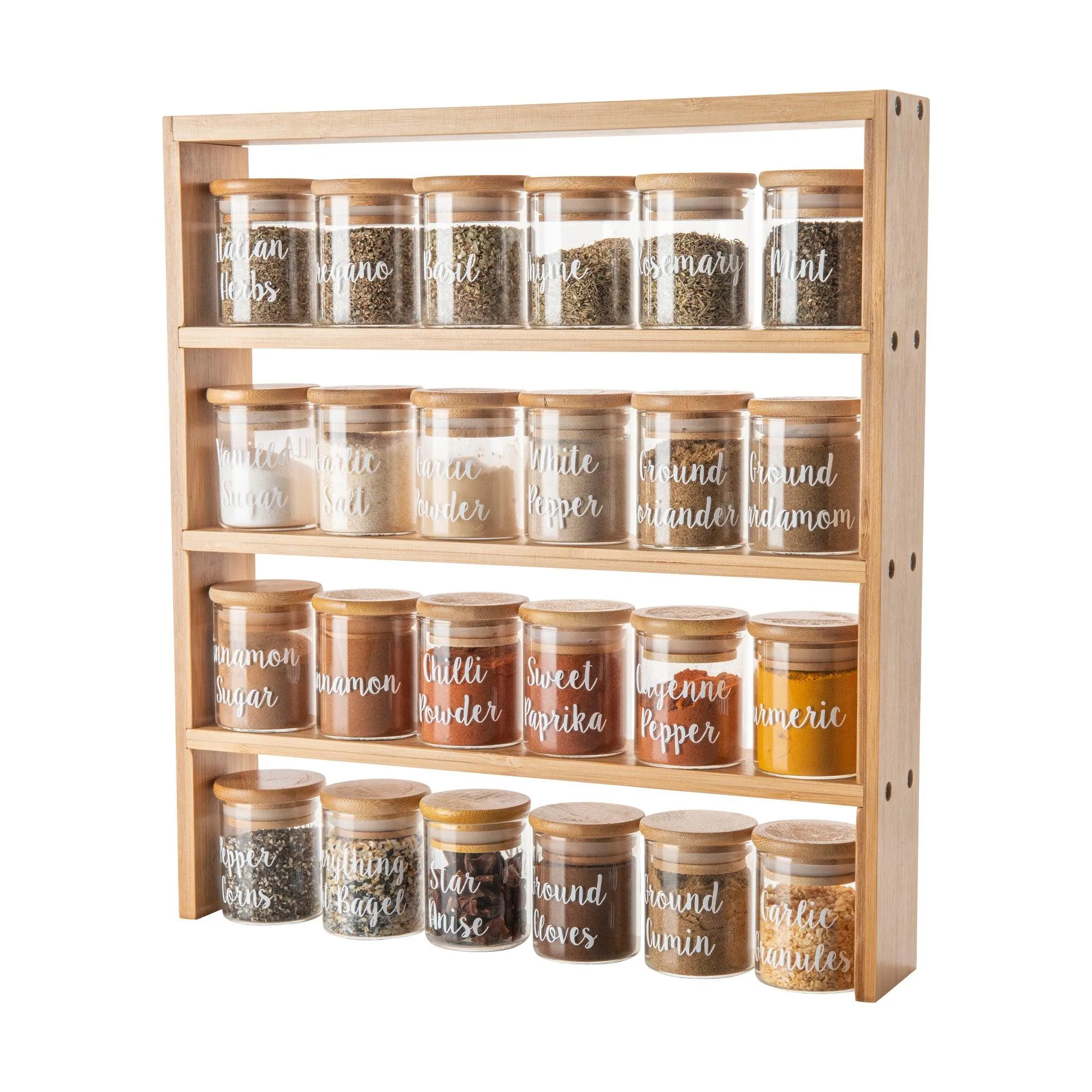 Standing 4-Tier Rack with 24 x 75ml Herb & Spice Jars Pack