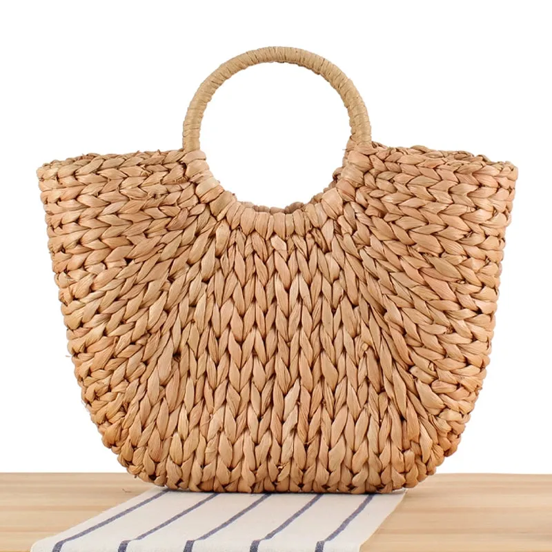 Store Manager Recommended New Natural Corn Husk Hand-Woven Bag Mori Style Hand Carrying Vegetable Basket Straw Bag Large Capacity Women's Bag