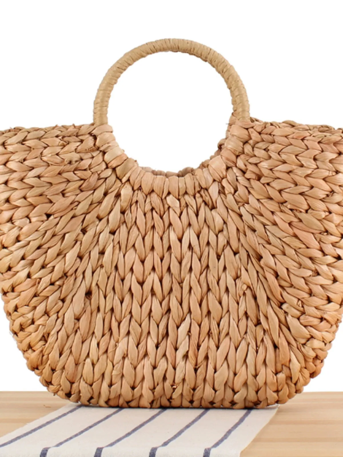 Store Manager Recommended New Natural Corn Husk Hand-Woven Bag Mori Style Hand Carrying Vegetable Basket Straw Bag Large Capacity Women's Bag