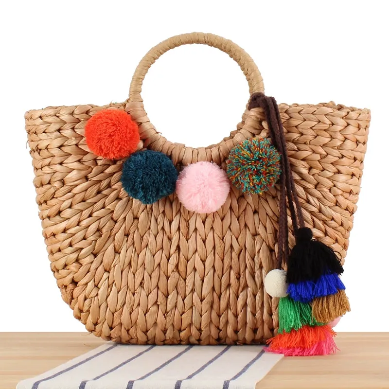 Store Manager Recommended New Natural Corn Husk Hand-Woven Bag Mori Style Hand Carrying Vegetable Basket Straw Bag Large Capacity Women's Bag