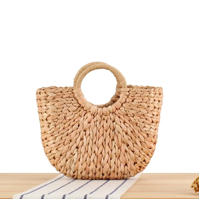 Store Manager Recommended New Natural Corn Husk Hand-Woven Bag Mori Style Hand Carrying Vegetable Basket Straw Bag Large Capacity Women's Bag