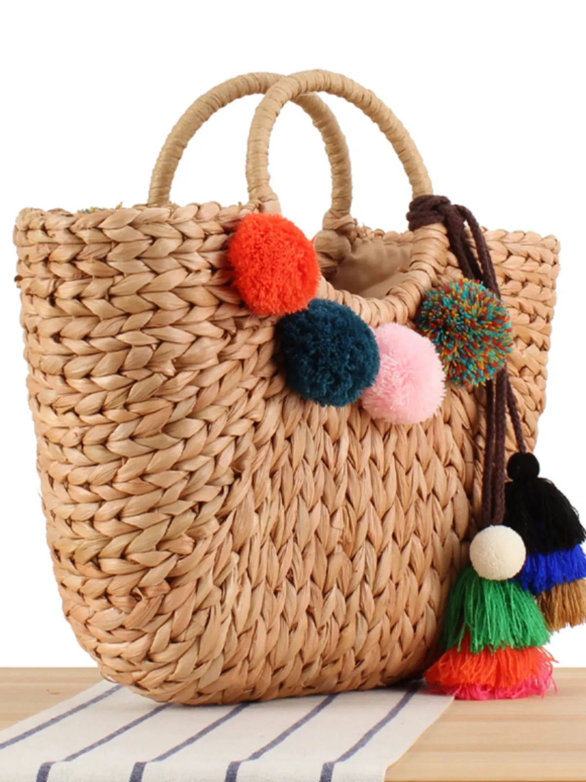 Store Manager Recommended New Natural Corn Husk Hand-Woven Bag Mori Style Hand Carrying Vegetable Basket Straw Bag Large Capacity Women's Bag