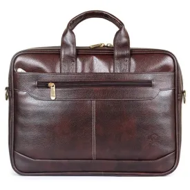 THE CLOWNFISH Faux Leather Laptop Briefcase - Stylish, Organized Design | Adjustable Strap | 15.6 inch | Dark Brown