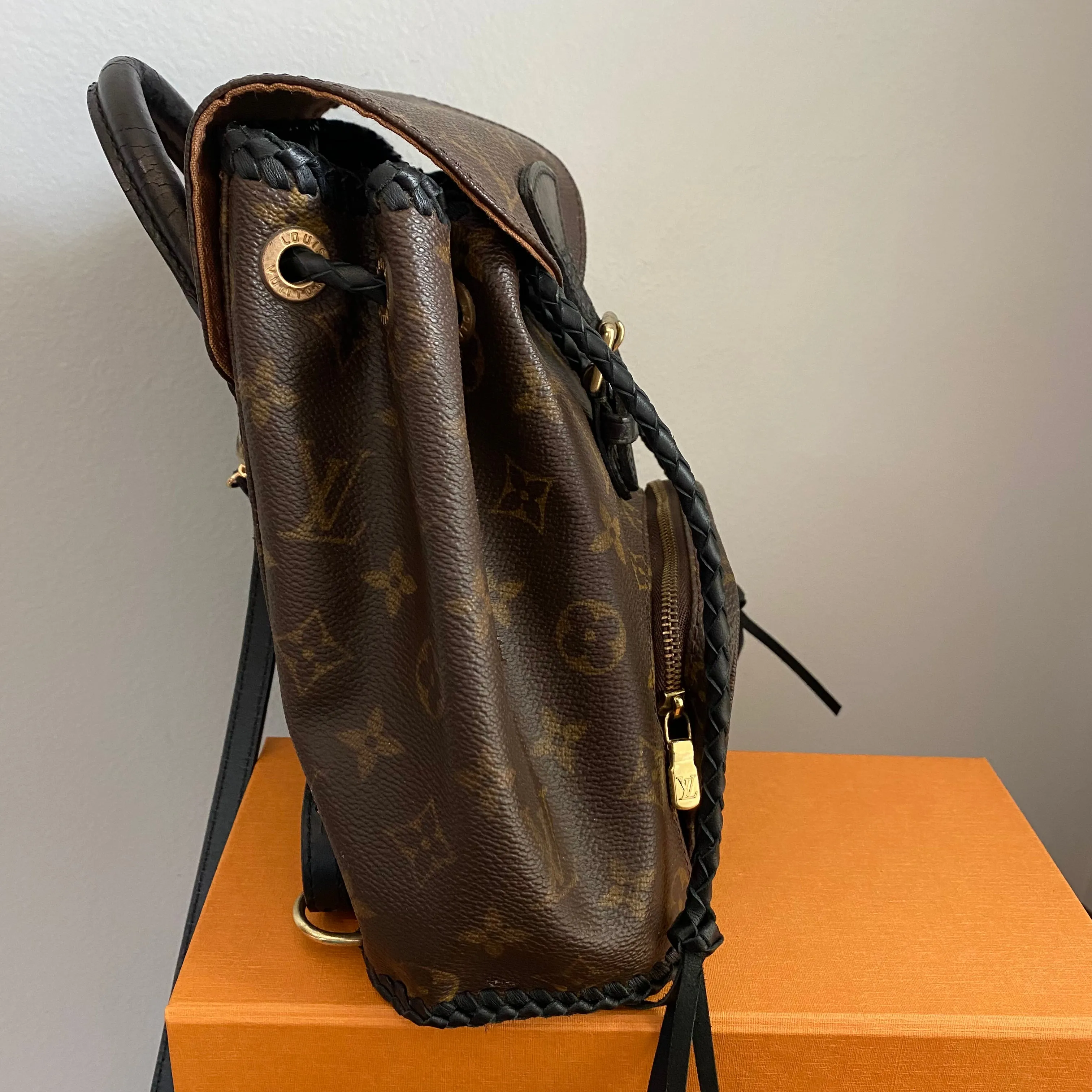 The Loon - Vintage Monogram Mini Backpack in Black