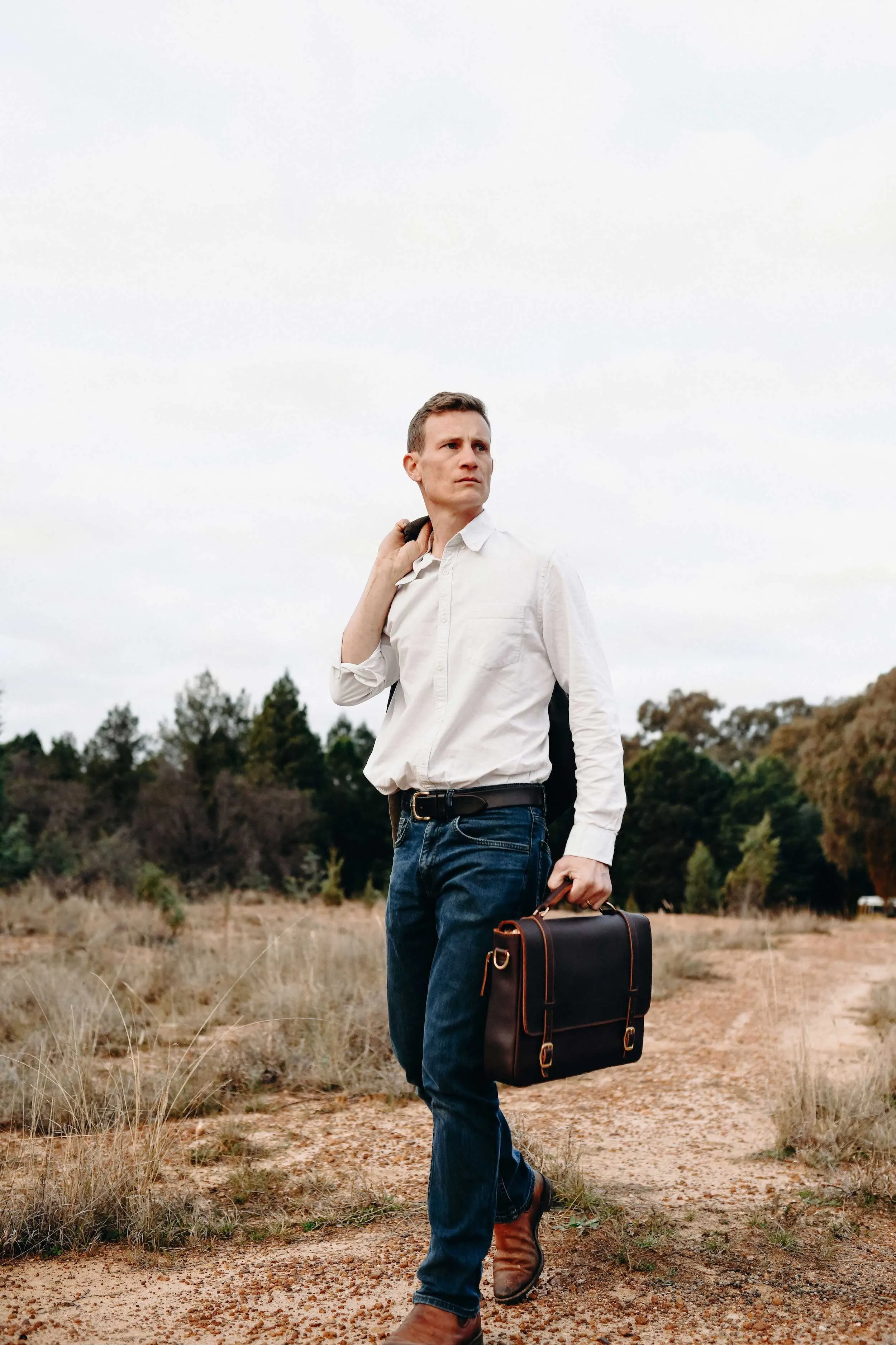 The Saddler's Briefcase in Cocoa Leather