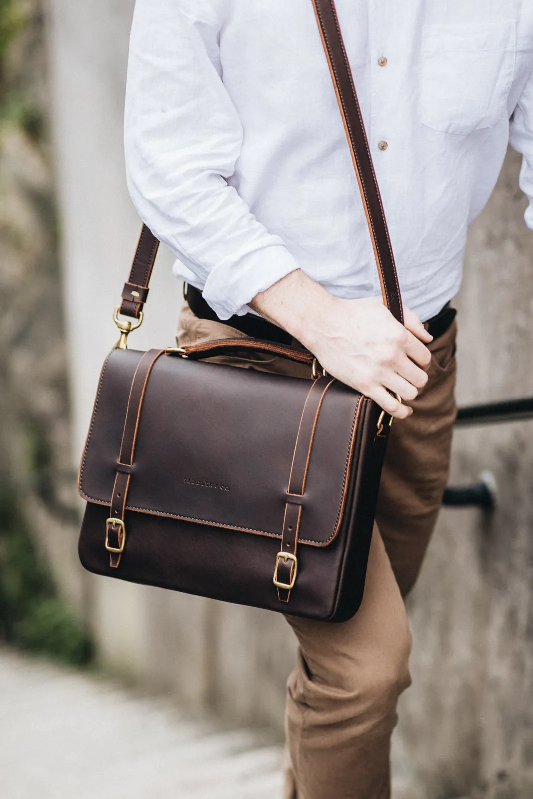 The Saddler's Briefcase in Cocoa Leather