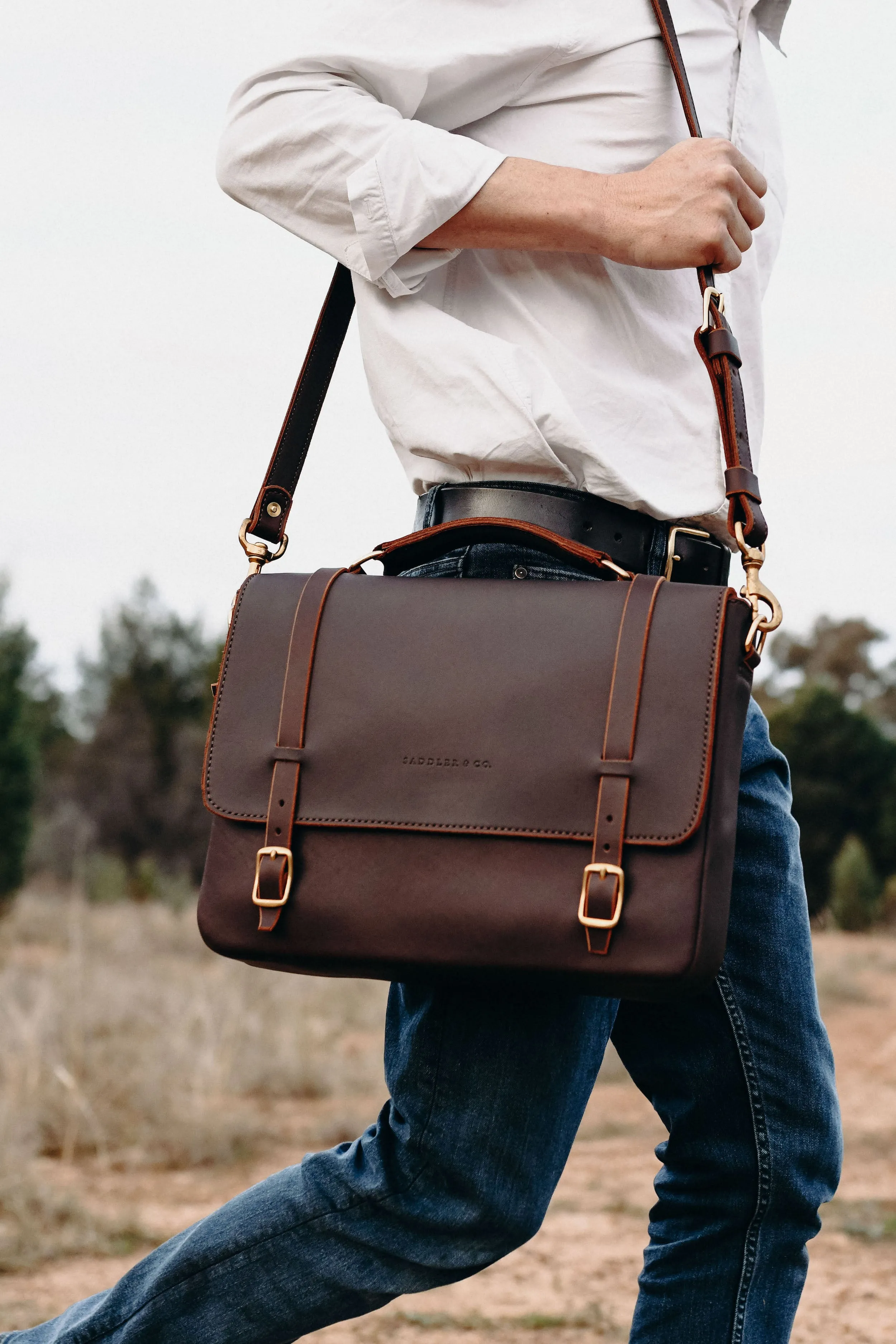 The Saddler's Briefcase in Cocoa Leather