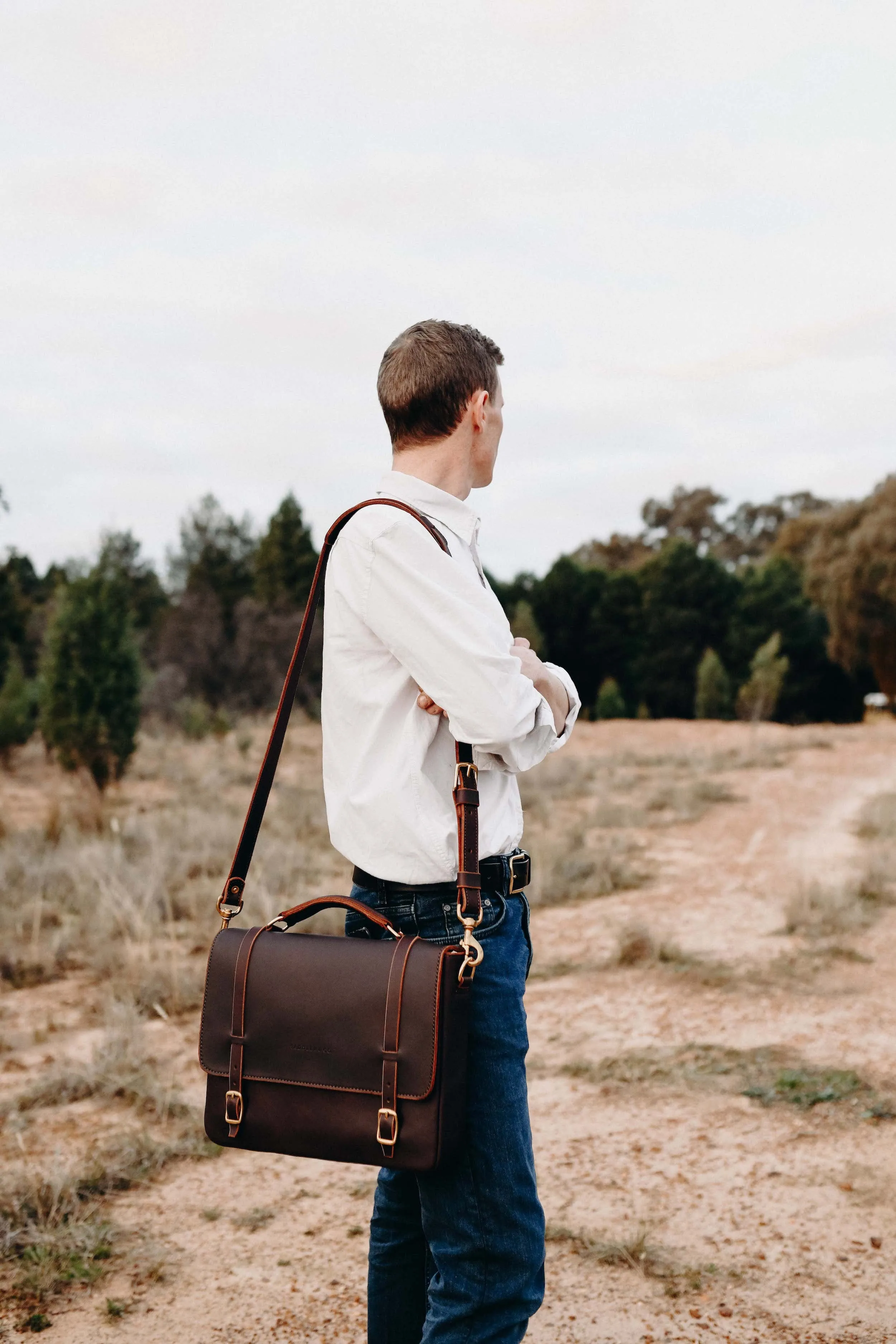The Saddler's Briefcase in Cocoa Leather