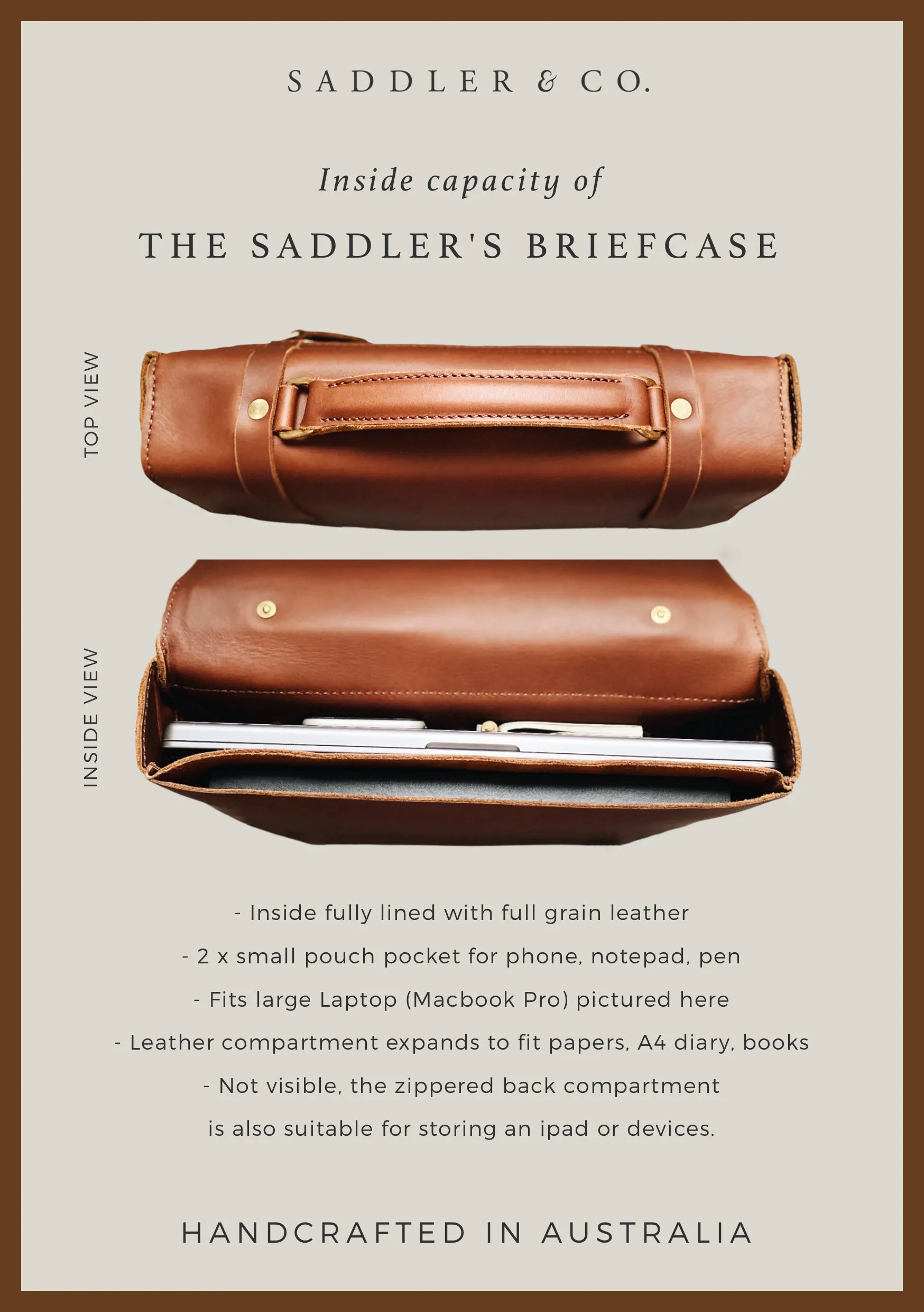 The Saddler's Briefcase in Cocoa Leather