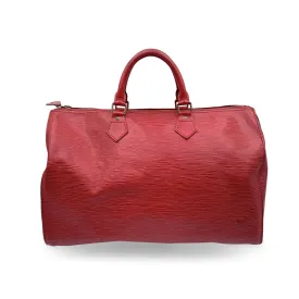 Trendy Inspired Louis Vuitton Vintage Red Epi Leather Speedy 35 Boston Bag Handbag