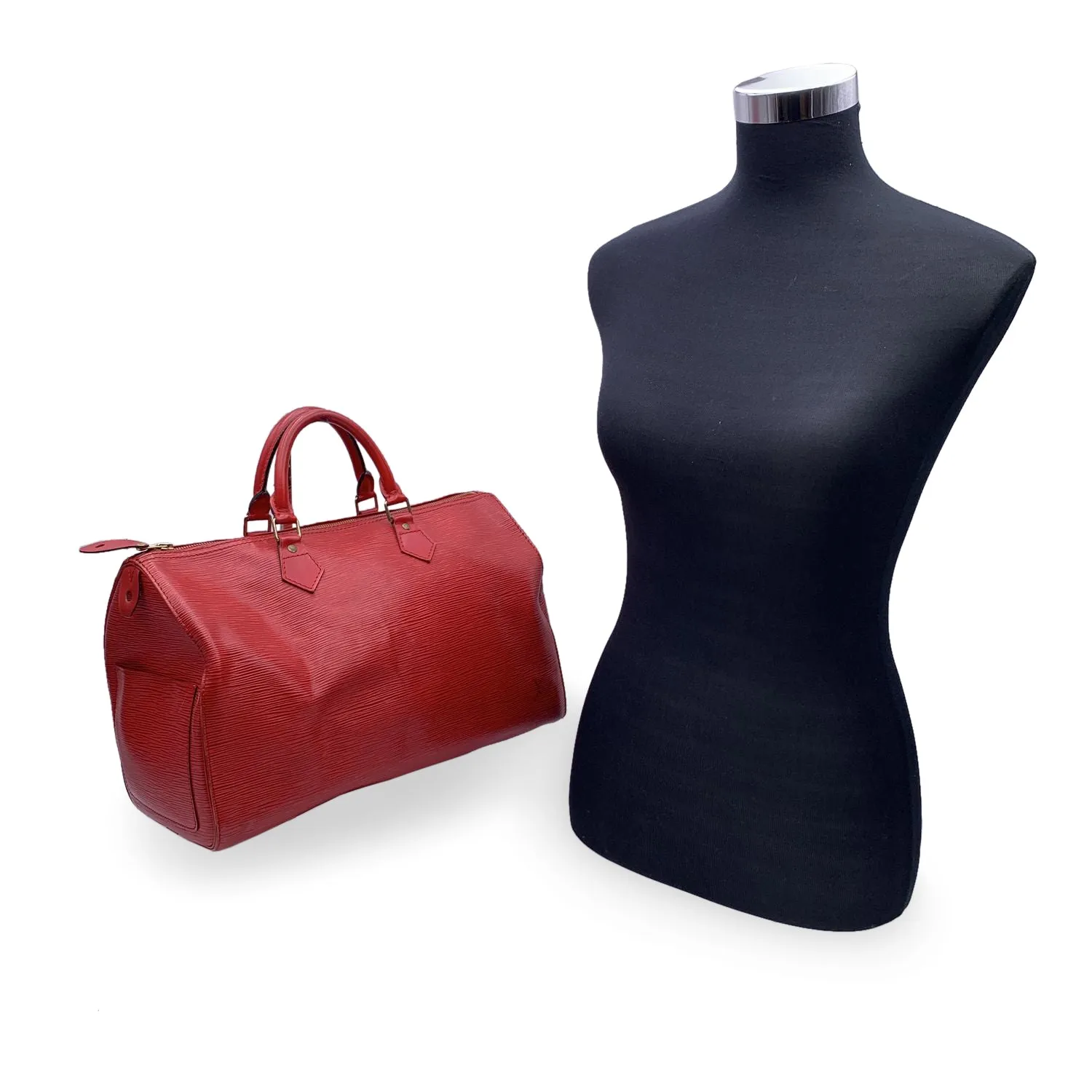 Trendy Inspired Louis Vuitton Vintage Red Epi Leather Speedy 35 Boston Bag Handbag
