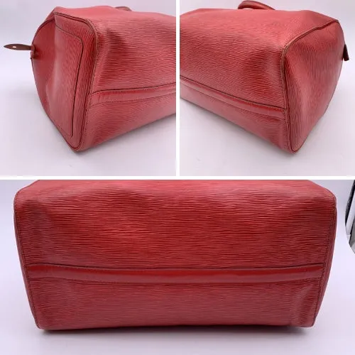 Trendy Inspired Louis Vuitton Vintage Red Epi Leather Speedy 35 Boston Bag Handbag