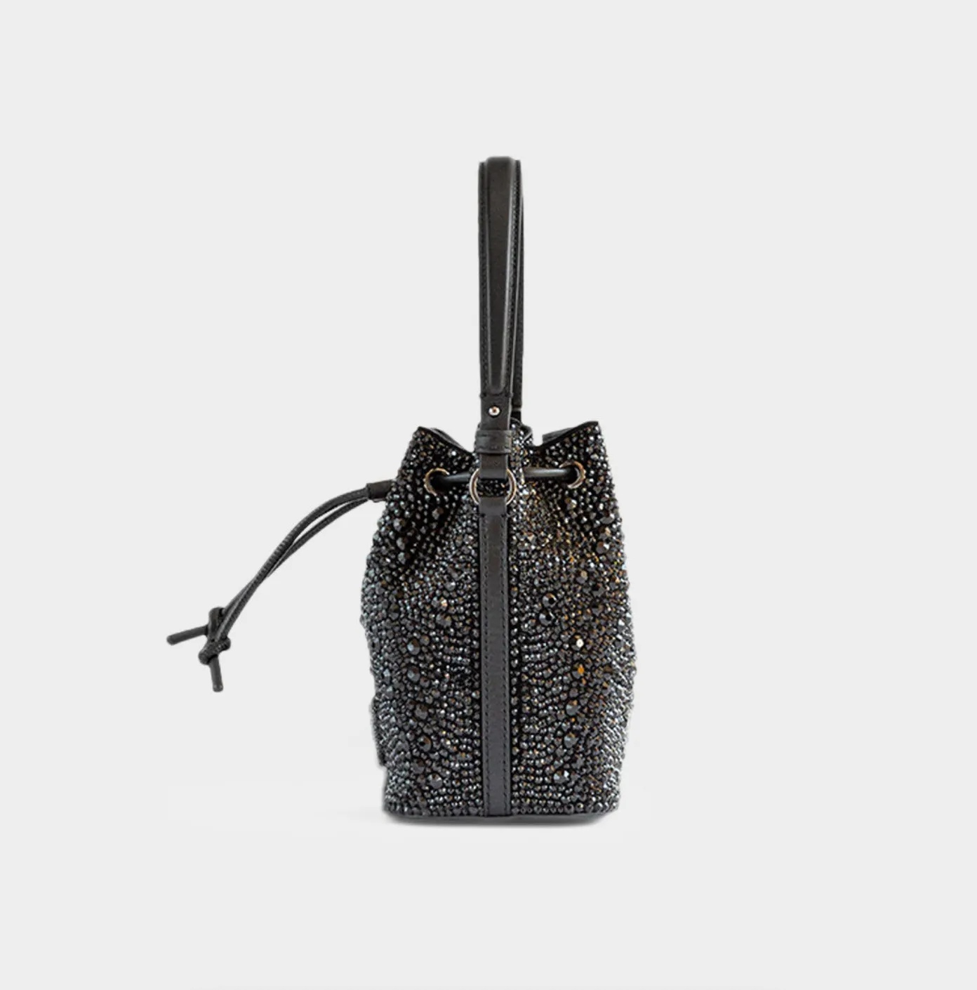 VALENTINO - VLOGO BLACK CRYSTAL BUCKET BAG CROSSBODY