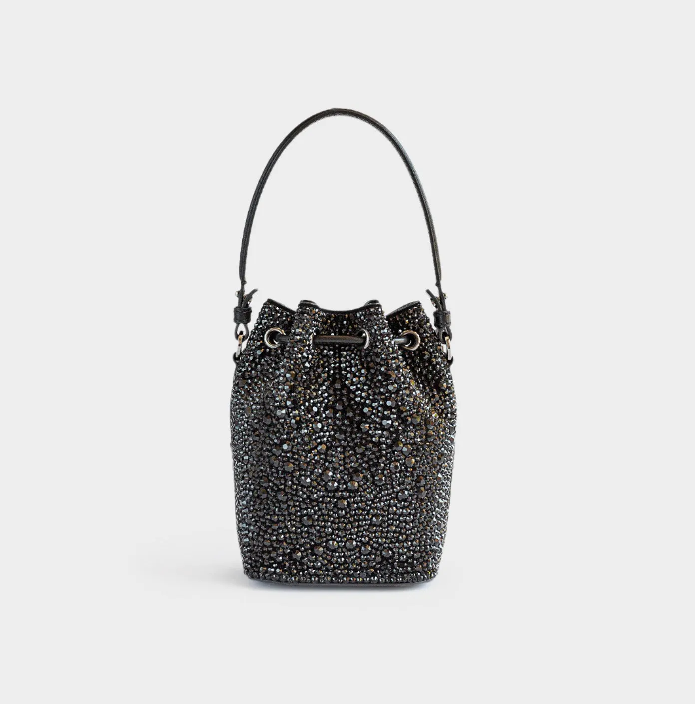 VALENTINO - VLOGO BLACK CRYSTAL BUCKET BAG CROSSBODY
