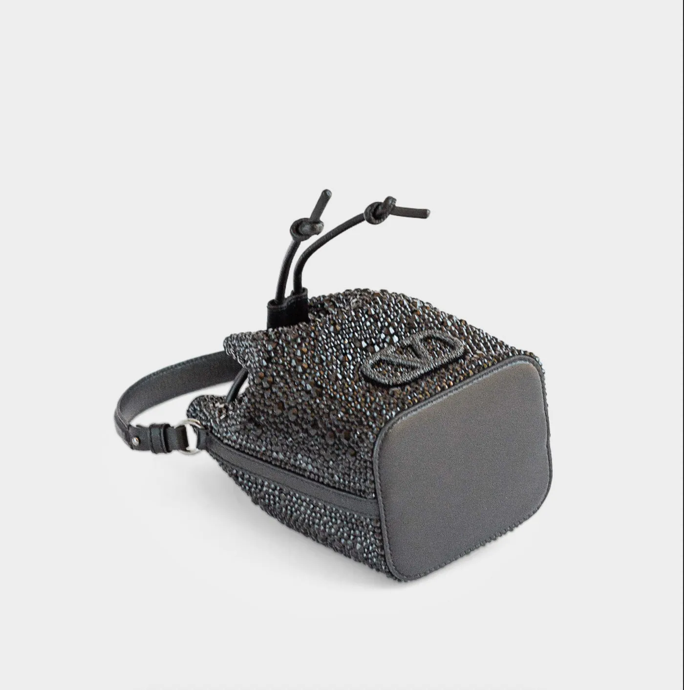 VALENTINO - VLOGO BLACK CRYSTAL BUCKET BAG CROSSBODY