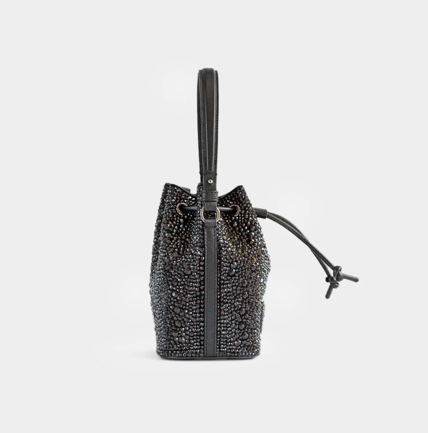 VALENTINO - VLOGO BLACK CRYSTAL BUCKET BAG CROSSBODY