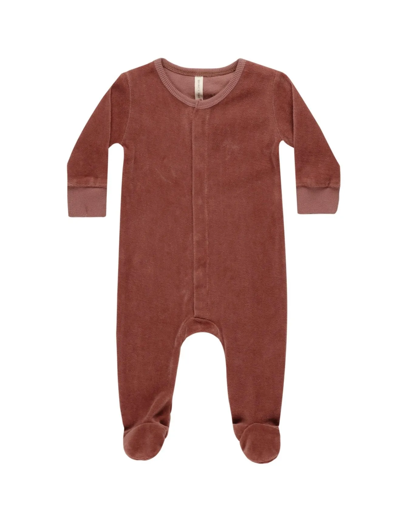 Velour Hidden Snap Footie - Cranberry
