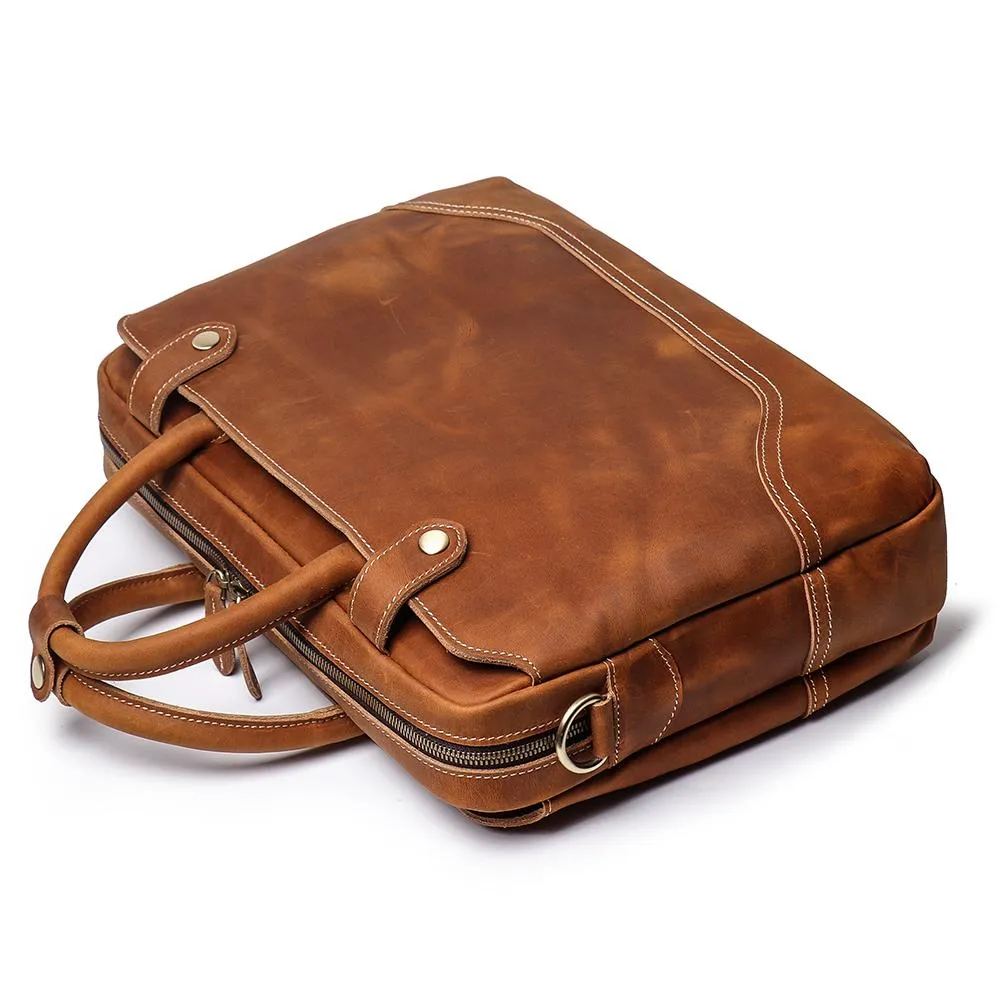 Vintage Brown Genuine Leather Laptop Bag
