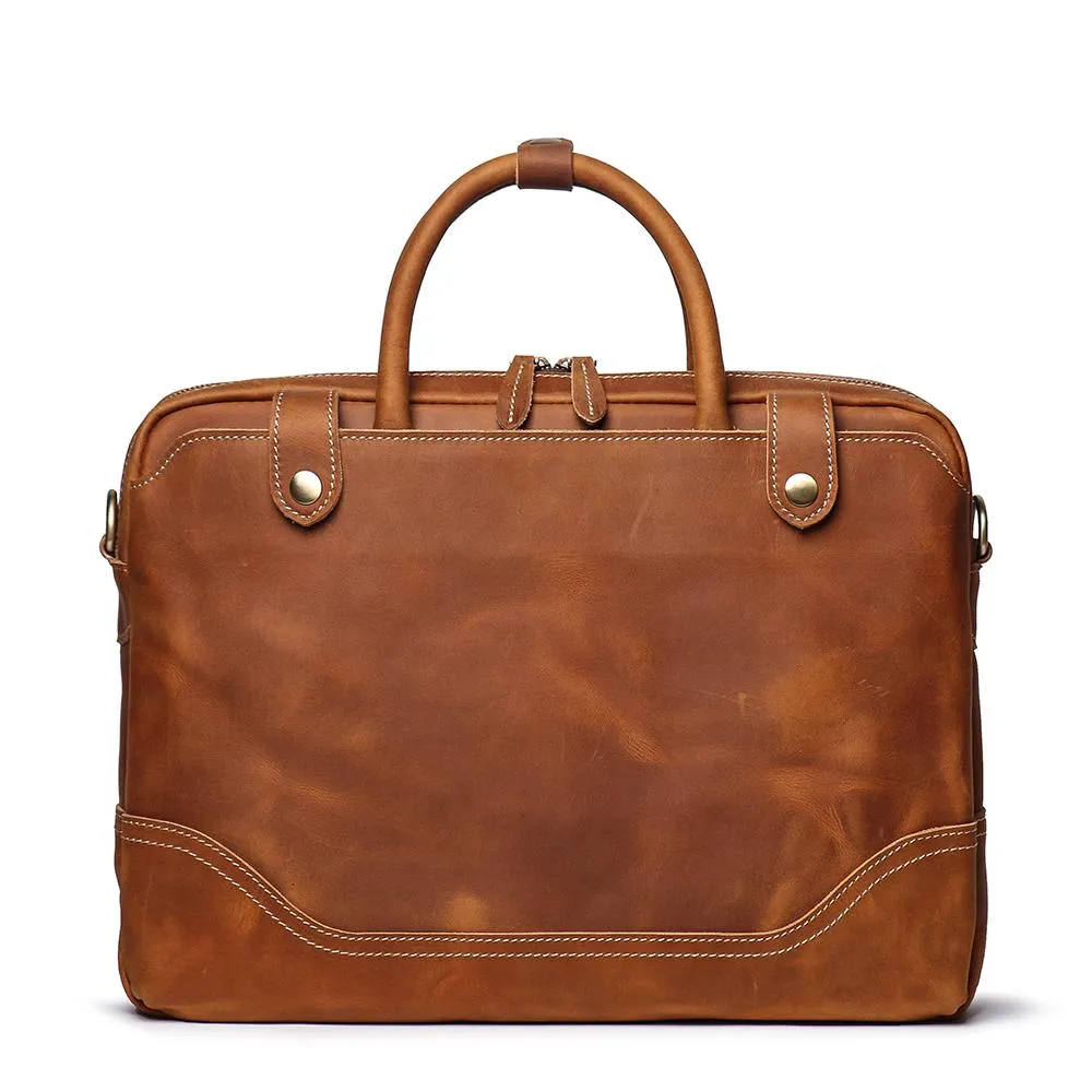 Vintage Brown Genuine Leather Laptop Bag