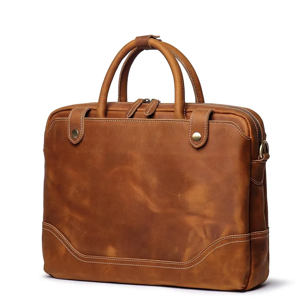 Vintage Brown Genuine Leather Laptop Bag