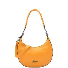 Womens Leather Twist Handle Strap Zip Cross Body Bag SARAH Yellow