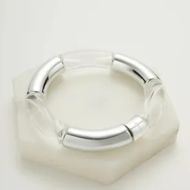 Zafino | Tube Bangle - Clear/Silver