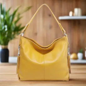 ZENCY Genuine Leather Shoulder Bag with Tassel Decoration