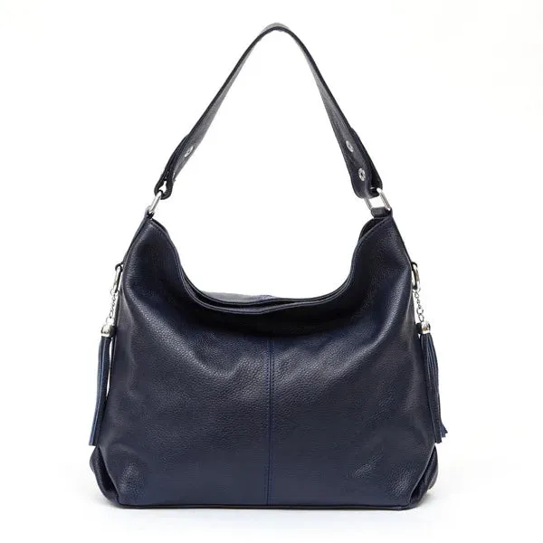 ZENCY Genuine Leather Shoulder Bag with Tassel Decoration